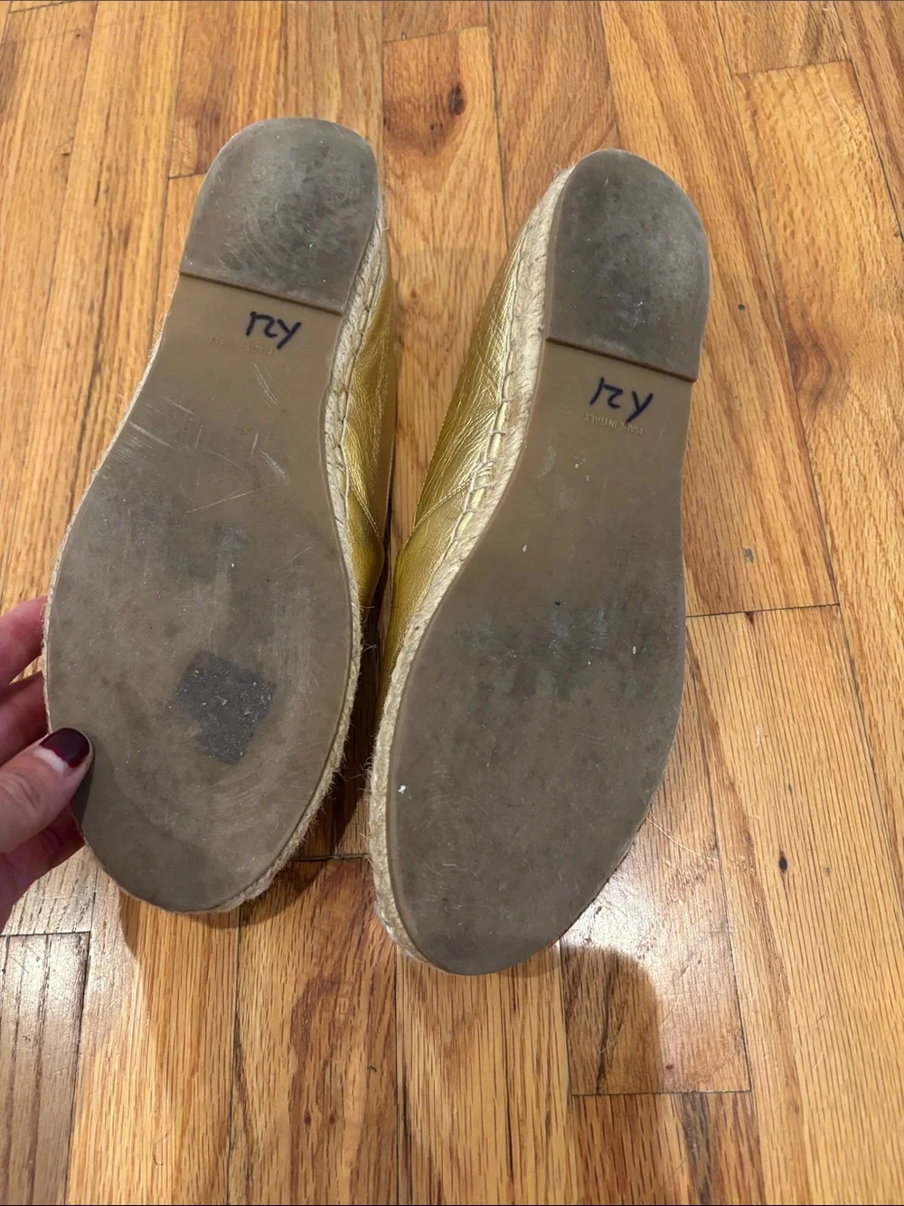 Casadei Gold Leather Espadrille Slip-Ons